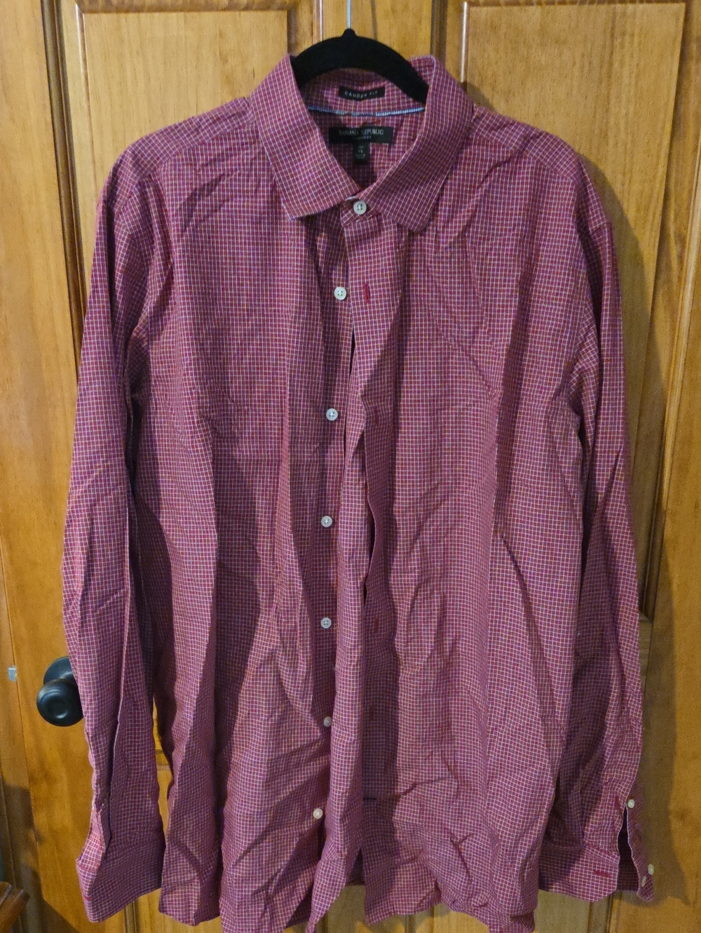 Banana Republic Men's Red Check Button-Down Shirt